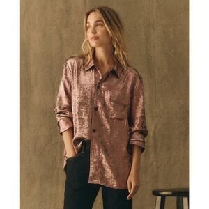 The Great Rose Gold Bask Topic Metallic Lounge Top Shirt Long Sleeve Size 2 (M)